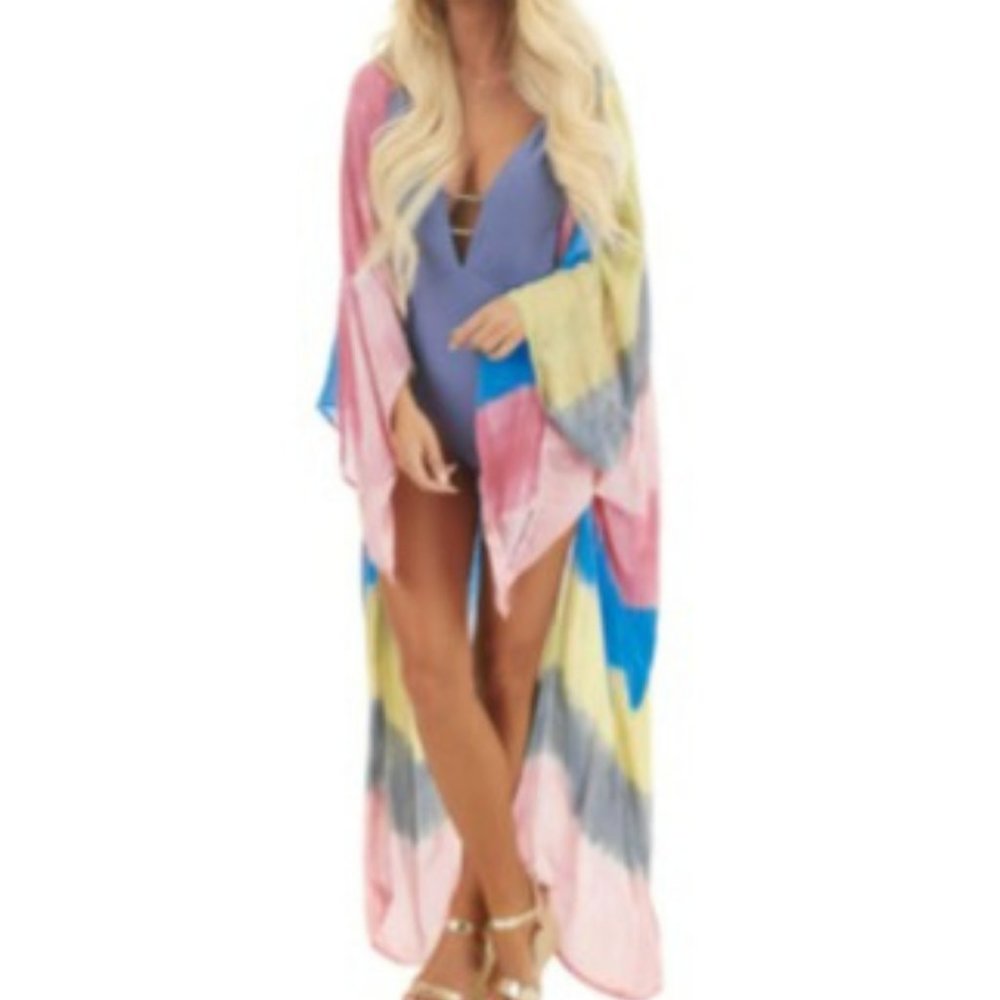 Plus Size Maxi Open Cardigan Cover Up